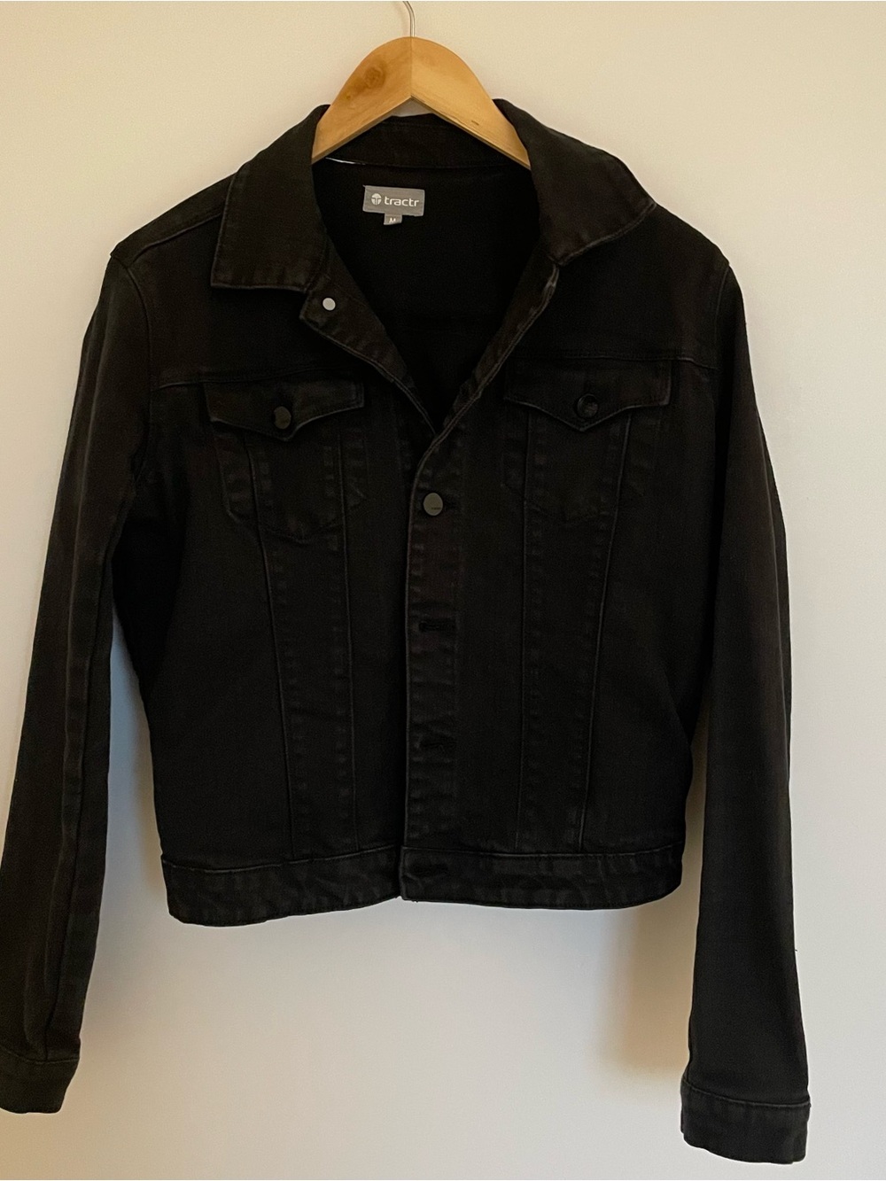 Tractr Black Denim Jacket 98% Cotton